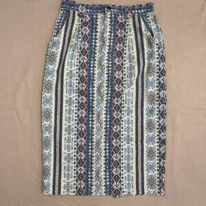 Backyard Blues Vintage Western Geometric Patterned Blue and Brown Women's Skirt